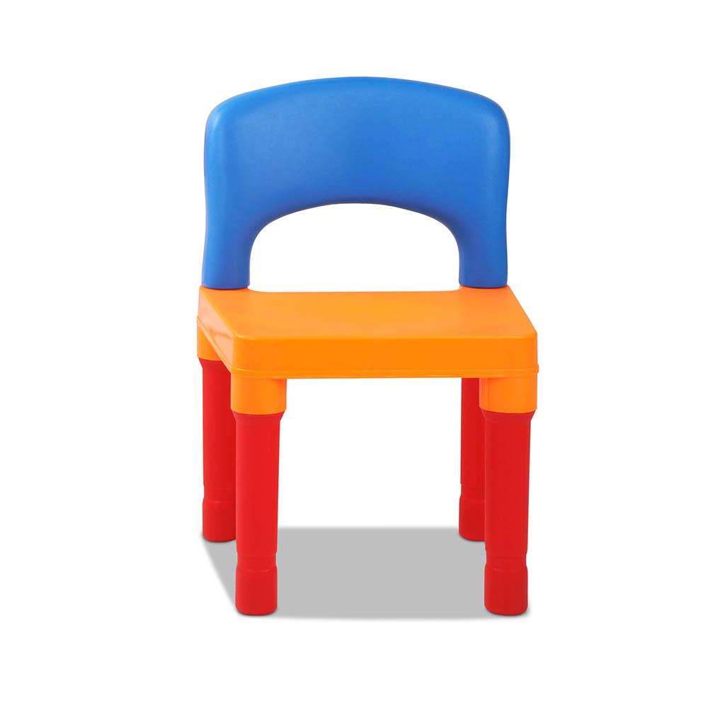 Keezi Kids Table & Chair Sandpit Set featuring colorful sand and water play accessories, including a water wheel, sand moulds, and a chair.